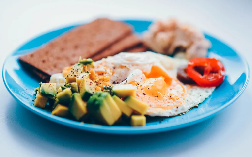 A small plate of snack items