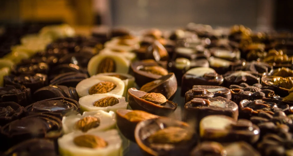 Rows of different confectionary treats